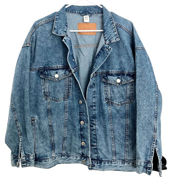 Women's H&M Denim Oversized Jean Jacket - Size L - Picture 1 of 3